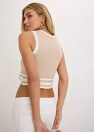 Stickat och croppat linne med vriden effekt, bonprix