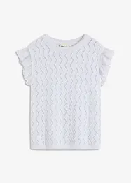 Stickad topp med virkad look och spets, bonprix