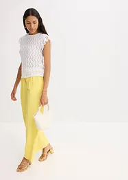 Stickad topp med virkad look och spets, bonprix