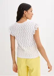 Stickad topp med virkad look och spets, bonprix