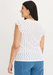 Stickad topp med virkad look och spets, bonprix
