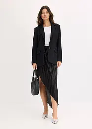 Plisserad kjol av glansig satin, bonprix