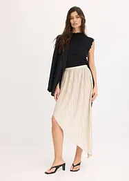 Plisserad kjol av glansig satin, bonprix