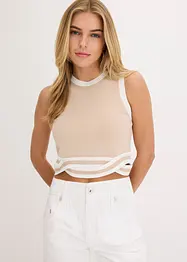 Stickat och croppat linne med vriden effekt, bonprix