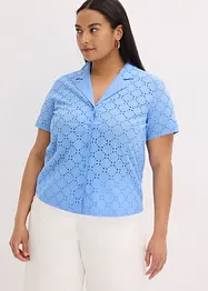Moderiktig blus med hålbroderi, bonprix