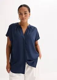 Kortärmad blus med dold knappslå, bonprix