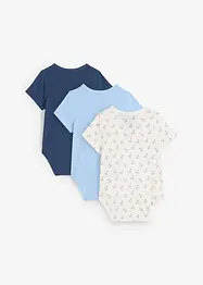 Kortärmad omlottbody för bebisar i ren ekologisk bomull (3-pack), bonprix