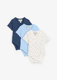 Kortärmad omlottbody för bebisar i ren ekologisk bomull (3-pack), bonprix
