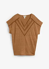 T-shirt i rent linne med spets, bonprix