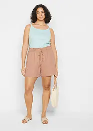 Shorts med paperbagmidja och linne, bonprix