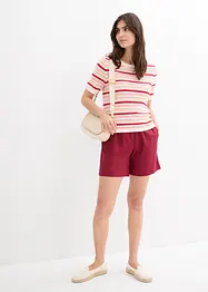 Shorts med paperbagmidja och linne, bonprix