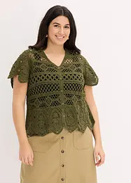 Virkad cardigan i kort modell, bonprix