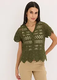 Virkad cardigan i kort modell, bonprix