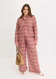 Lång blus med virkad look, bonprix