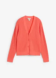 Hålmönstrad cardigan med linneandel, bonprix