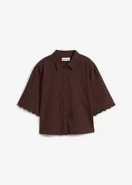 Kort skjortblus med sidenandel, bonprix