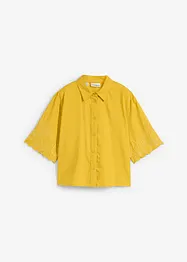 Kort skjortblus med sidenandel, bonprix