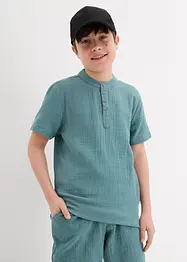 Kortärmad skjorta med ståkrage i mjuk muslin för barn, bonprix
