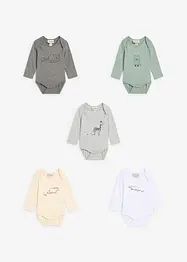 Långärmad babybody (5-pack), ekologisk bomull, bonprix