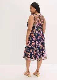 Mellanlång klänning med blombroderi, bonprix