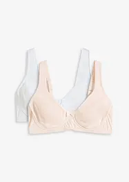 Ovadderad T-shirtbehå med bygel i ekologisk bomull (2-pack), bonprix