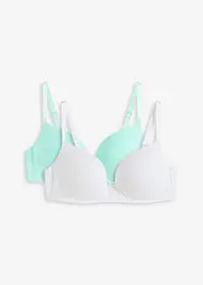 Push up-BH utan bygel med bomull (2-pack), bonprix