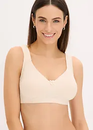 Ovadderad T-shirtbehå utan bygel i ekologisk bomull (2-pack), bonprix