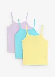 Linne med smala axelband (3-pack) av ren ekologisk bomull, bonprix
