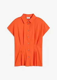 Kortärmad blus av luftig linnemix, bonprix
