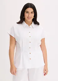 Kortärmad blus av luftig linnemix, bonprix