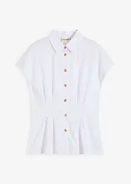 Kortärmad blus av luftig linnemix, bonprix