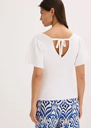 Ribbstickad topp med korta vingärmar, bonprix