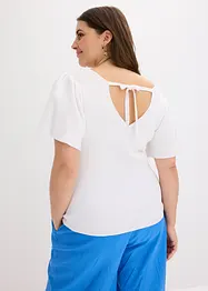 Ribbstickad topp med korta vingärmar, bonprix