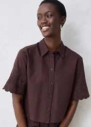 Kort skjortblus med sidenandel, bonprix