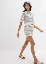 Stickade shorts i luftig bomulls- och linnemix, bonprix