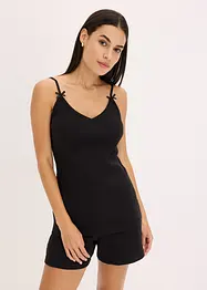 Ribbstickad bomullspyjamas med shorts, bonprix