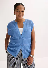 Hålmönstrad cardigan med kort ärm, bonprix