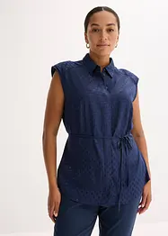 Satinblus med knytband, bonprix