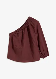 One shoulder-blus i linneblandning, bonprix
