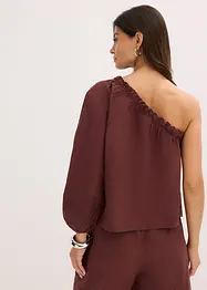 One shoulder-blus i linneblandning, bonprix