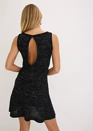 Stickad klänning med virkad look, bonprix