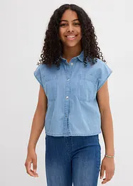 Jeansblus för barn i följsam bomull, bonprix