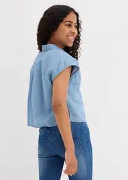 Jeansblus för barn i följsam bomull, bonprix