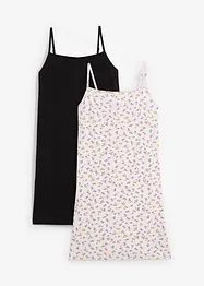 Jerseyklänning för barn i elastisk bomullsmix (2-pack), bonprix