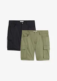 Stretchiga bermudas i cargomodell (2-pack), normal passform, bonprix