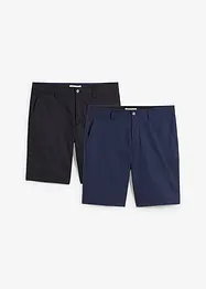 Stretchiga bermudas i chinosmodell (2-pack), normal passform, bonprix