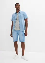 Tunna jeansshorts med cargoficka, av ren bomull, Relaxed Fit (2-pack), bonprix
