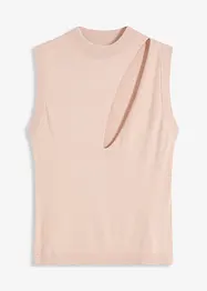 Stickad ärmlös topp med cut-out, bonprix