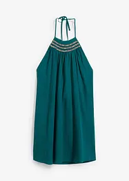 Krinklad klänning med struktur och smala axelband, bonprix