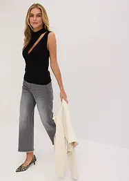 Stickad ärmlös topp med cut-out, bonprix